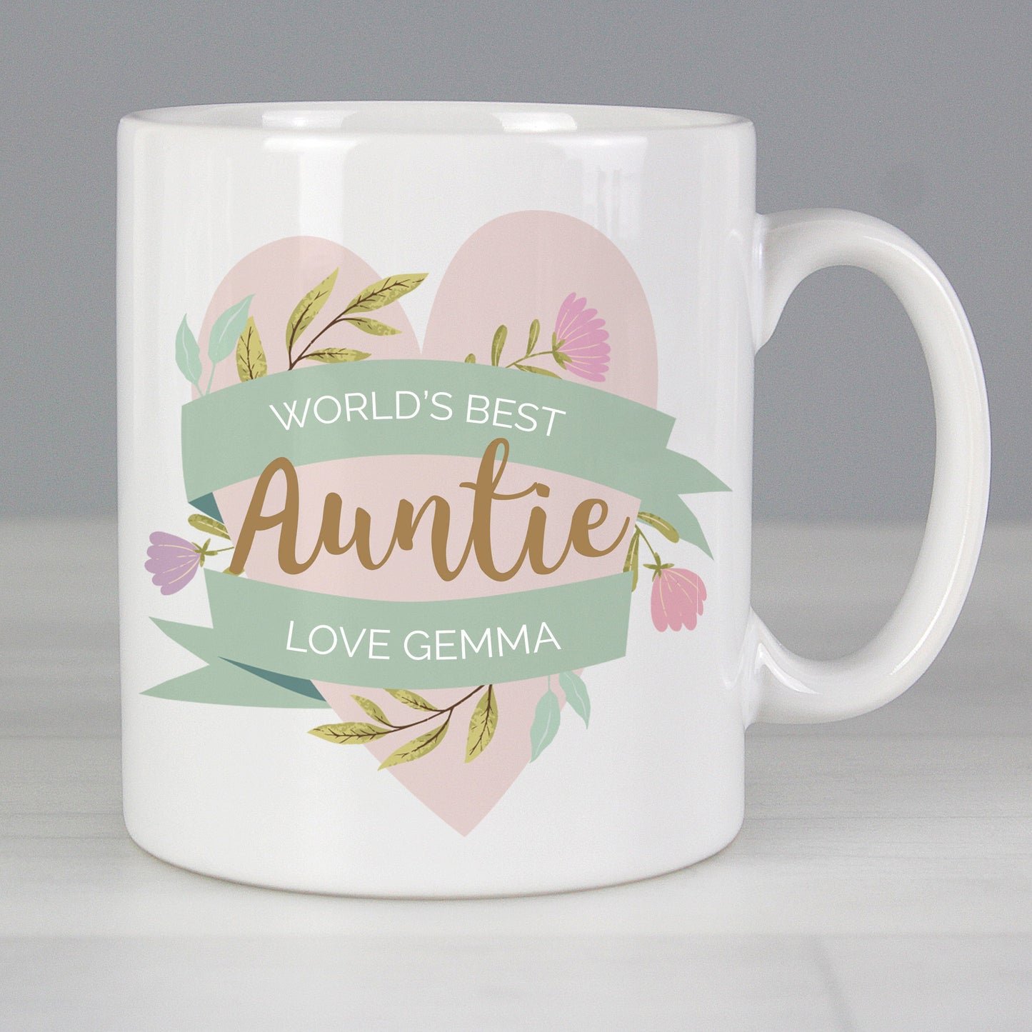 Personalised Floral Heart Mug: 1 - Mugs By Gift Moments