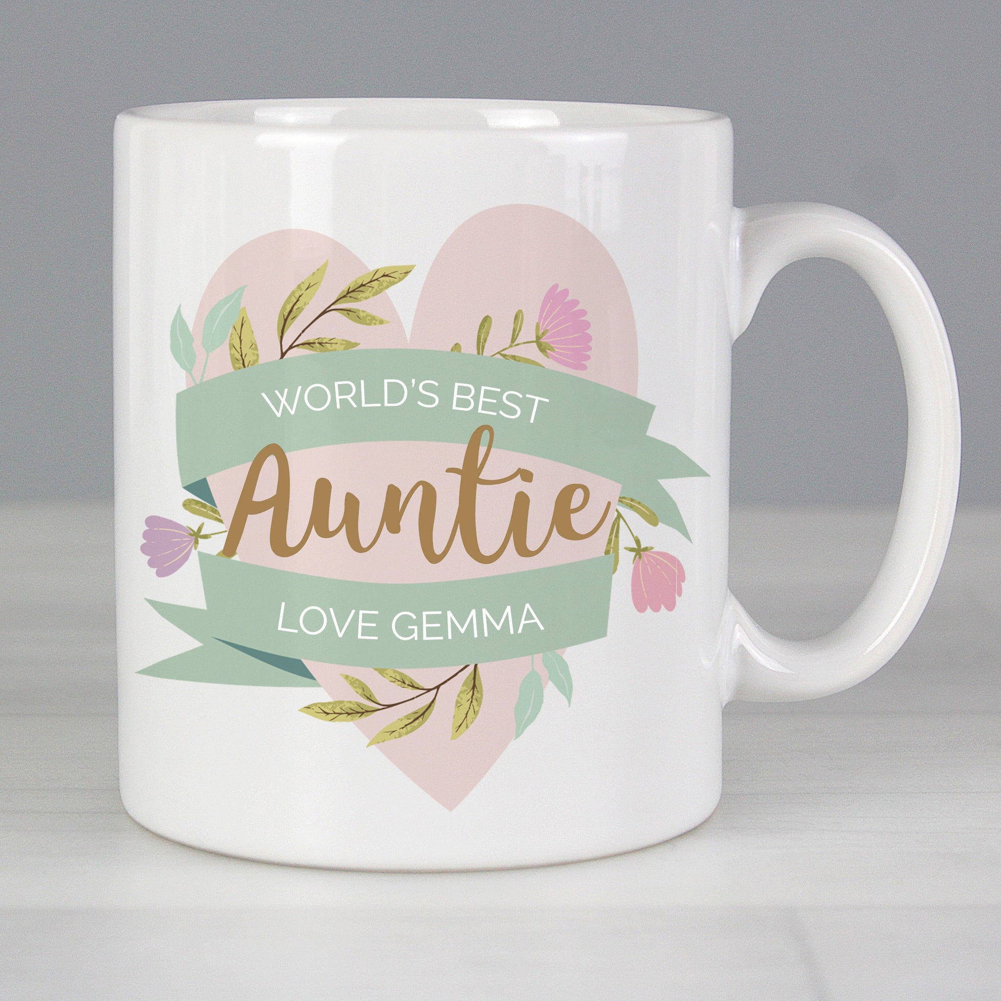 Personalised Floral Heart Mug: 1 - Mugs By Gift Moments