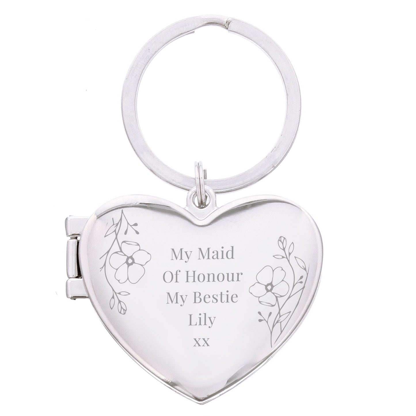 Personalised Floral Heart Photo Frame Keyring: 5 - Keyrings By Gift Moments