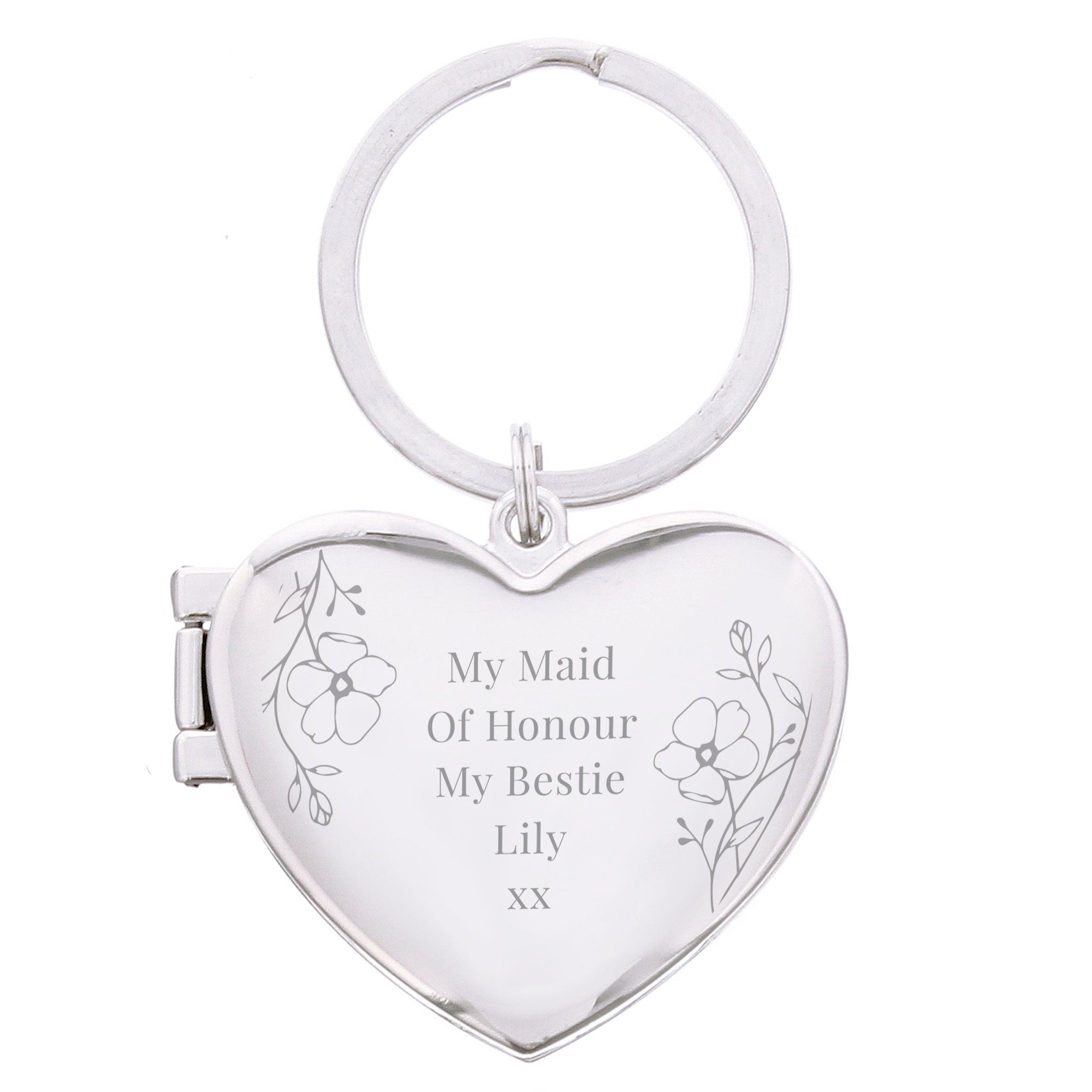 Personalised Floral Heart Photo Frame Keyring: 5 - Keyrings By Gift Moments