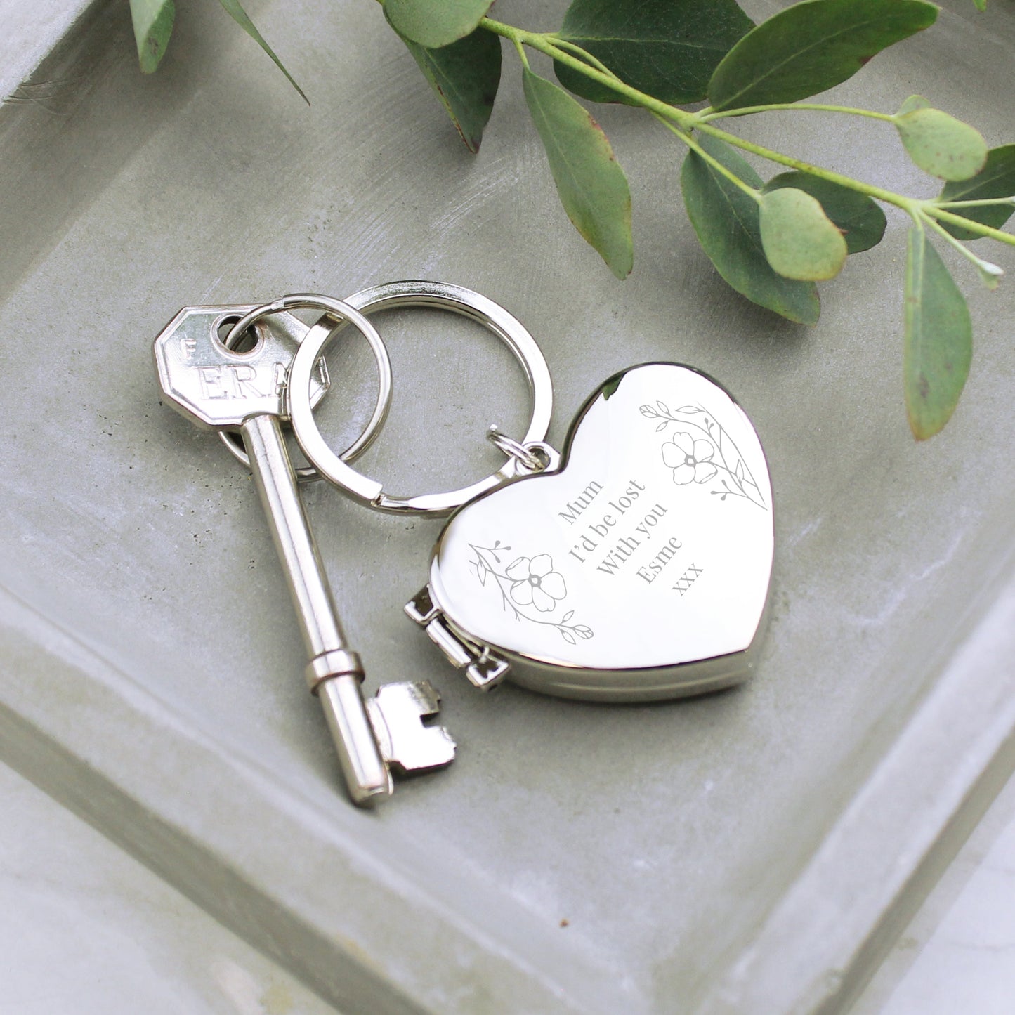 Personalised Floral Heart Photo Frame Keyring: 3 - Keyrings By Gift Moments