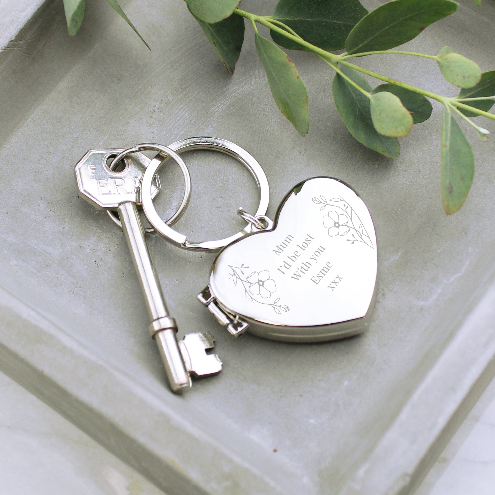 Personalised Floral Heart Photo Frame Keyring: 3 - Keyrings By Gift Moments