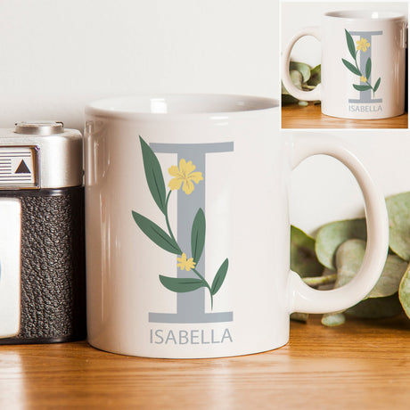 Personalised Floral Initial Mug: 4 - Mugs By Gift Moments
