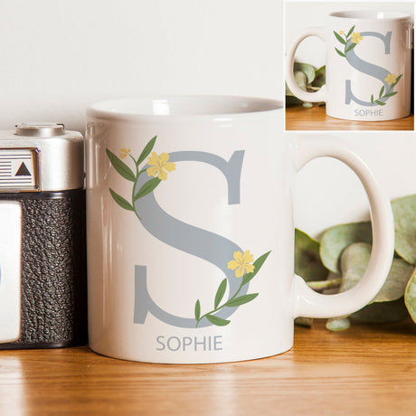 Personalised Floral Initial Mug: 2 - Mugs By Gift Moments