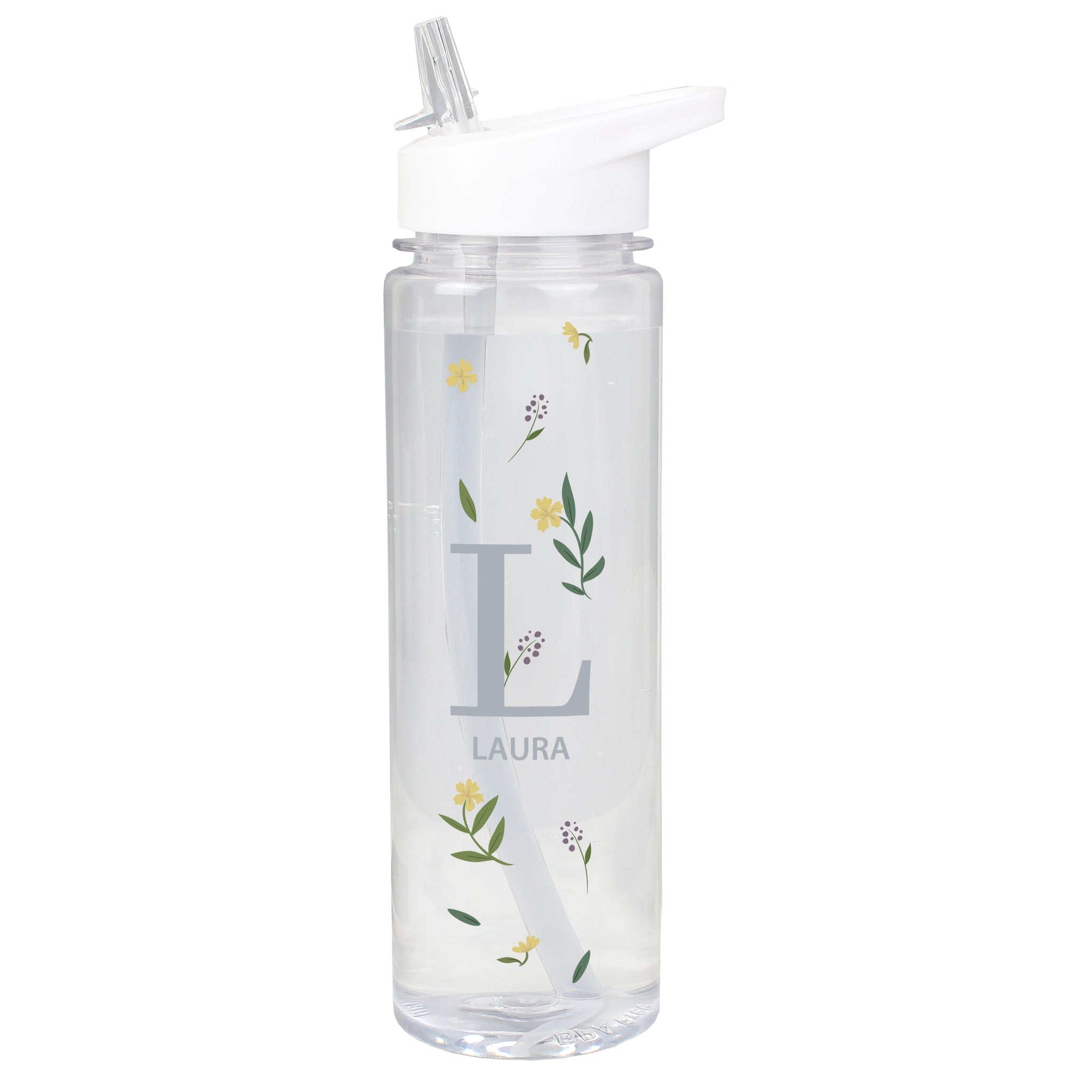 Personalised Floral Initial Water Bottle: 5 - Water Bottles By Gift Moments