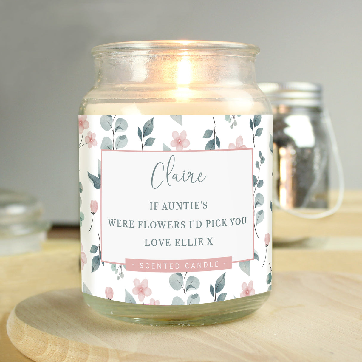 Personalised Floral Large Scented Jar Candle: 4 - Candles By Gift Moments