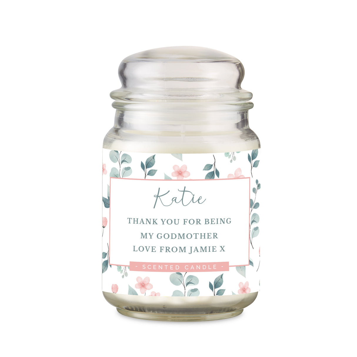 Personalised Floral Large Scented Jar Candle: 5 - Candles By Gift Moments