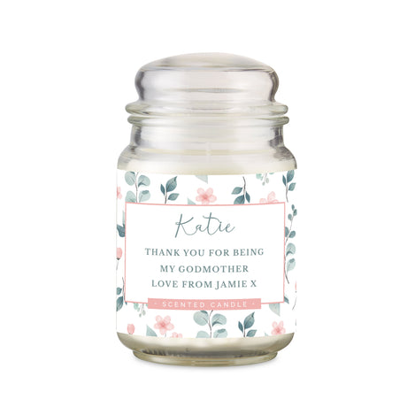 Personalised Floral Large Scented Jar Candle: 5 - Candles By Gift Moments
