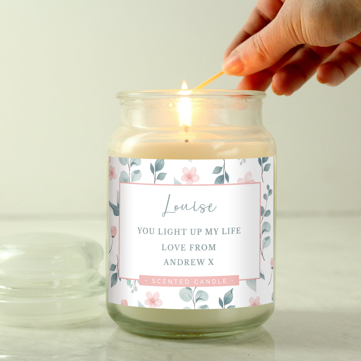 Personalised Floral Large Scented Jar Candle: 6 - Candles By Gift Moments