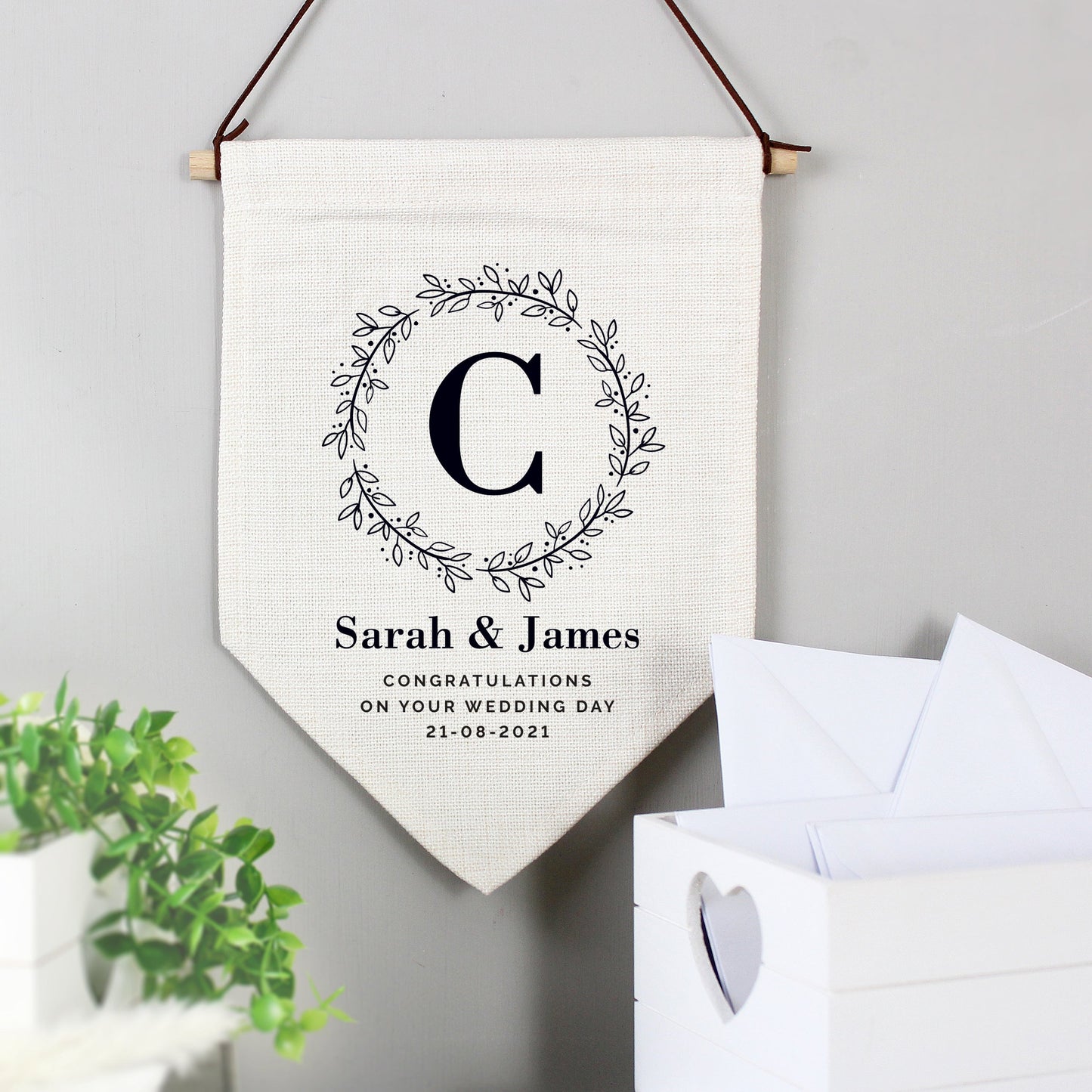 Personalised Floral Leaf Hanging Banner: 3 - Banners By Gift Moments