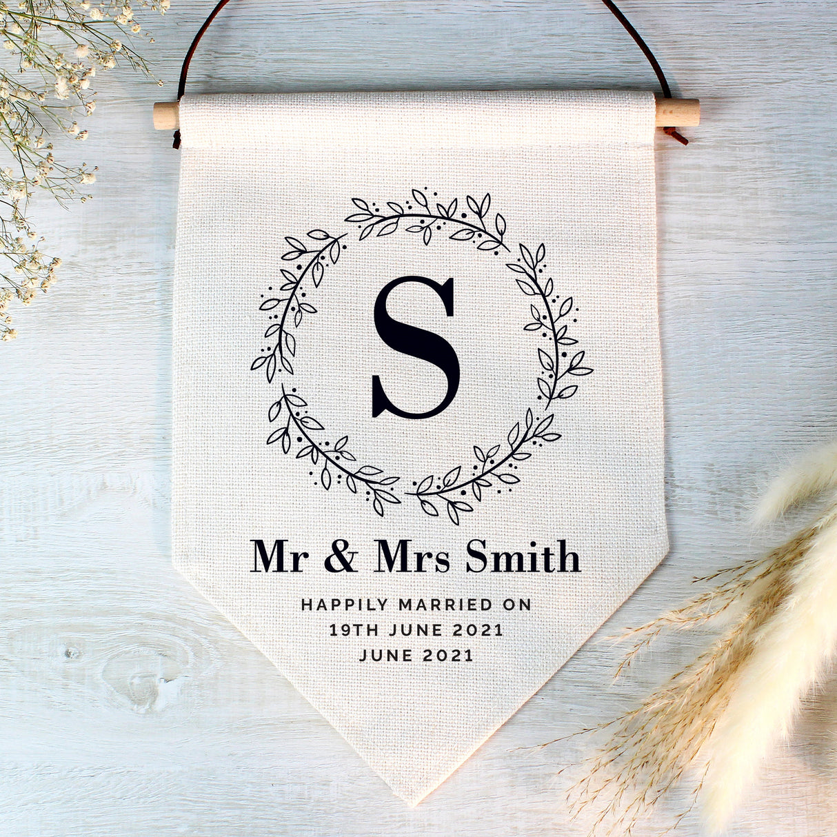 Personalised Floral Leaf Hanging Banner: 1 - Banners By Gift Moments
