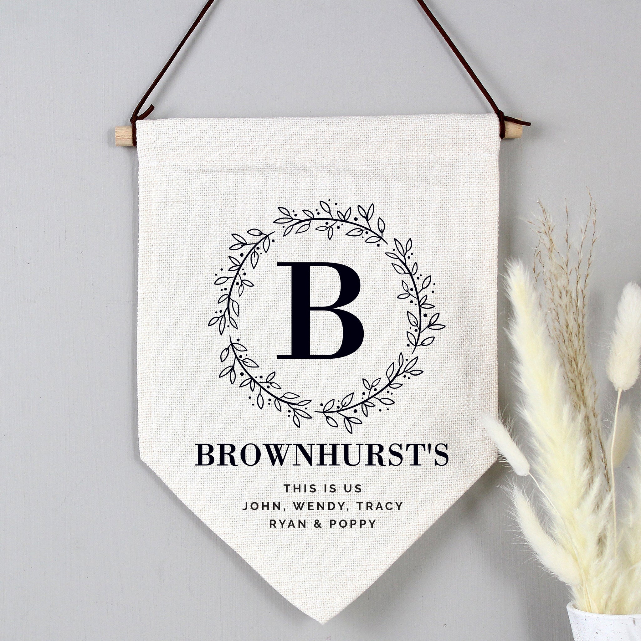 Personalised Floral Leaf Hanging Banner: 2 - Banners By Gift Moments