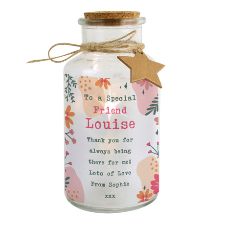 Personalised Floral LED Glass Jar: 4 - LED Lighting By Gift Moments
