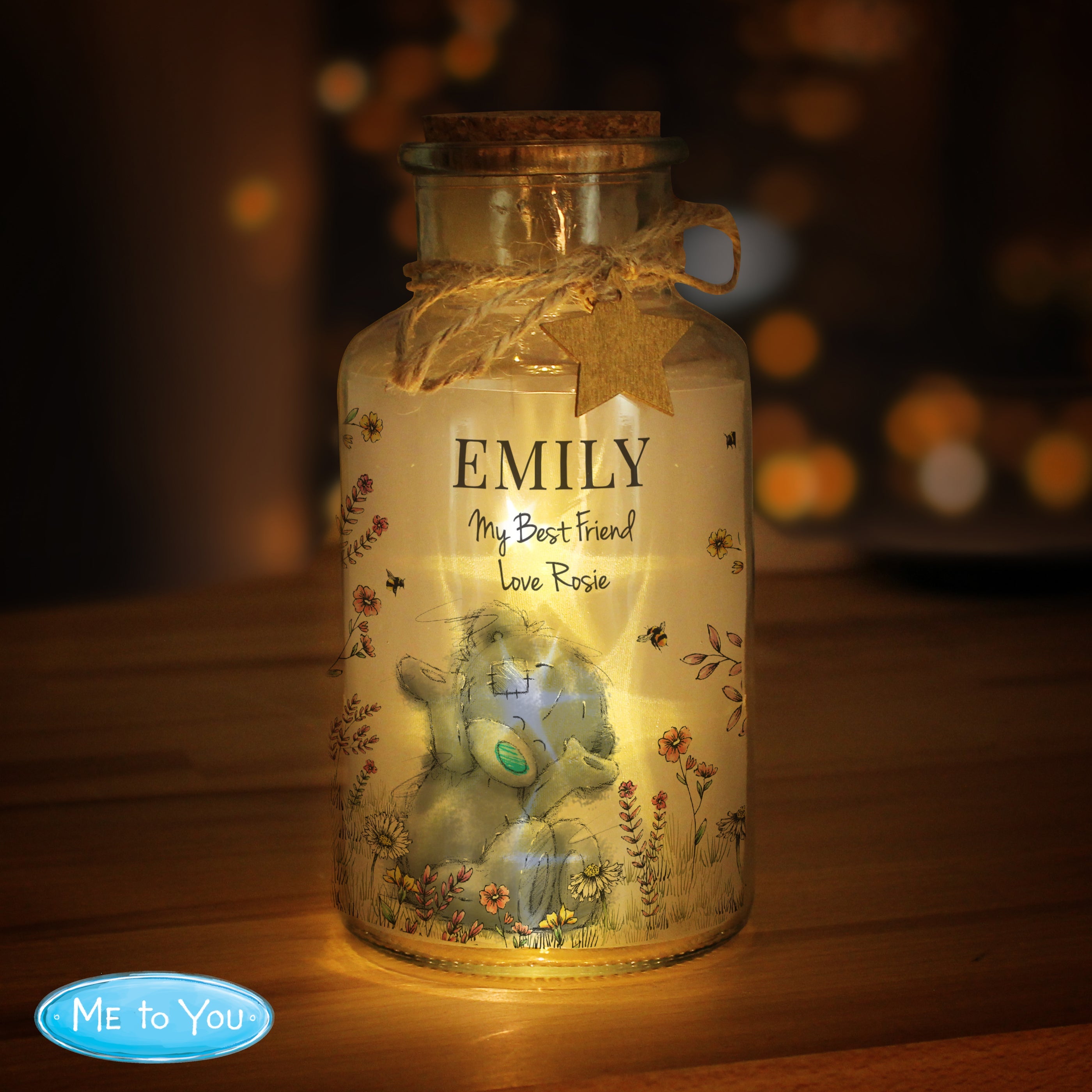 Personalised Me to You Floral LED Glass Jar - Shop LED Lighting At Gift Moments - 3