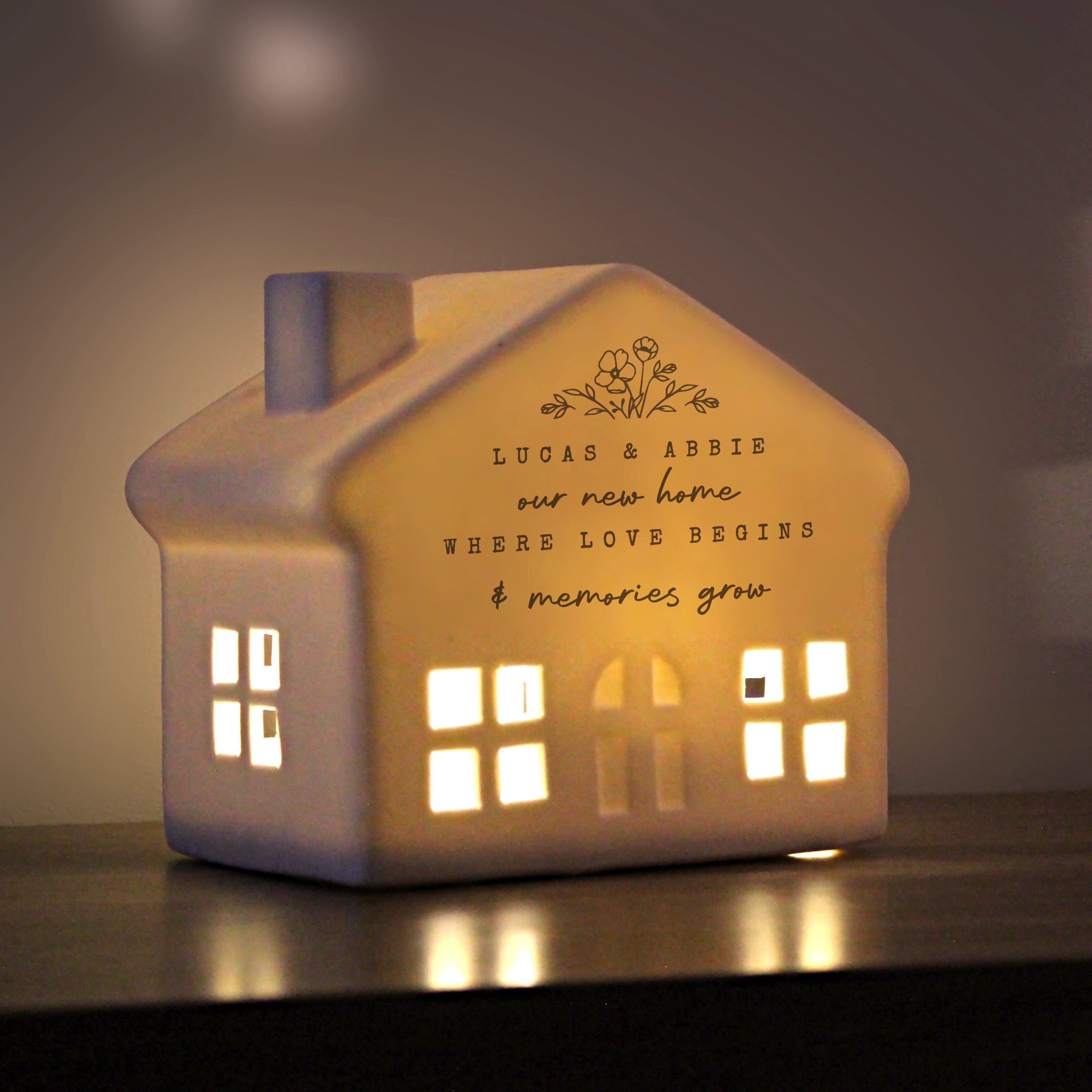Personalised Floral LED House - Shop LED Lighting At Gift Moments - 1