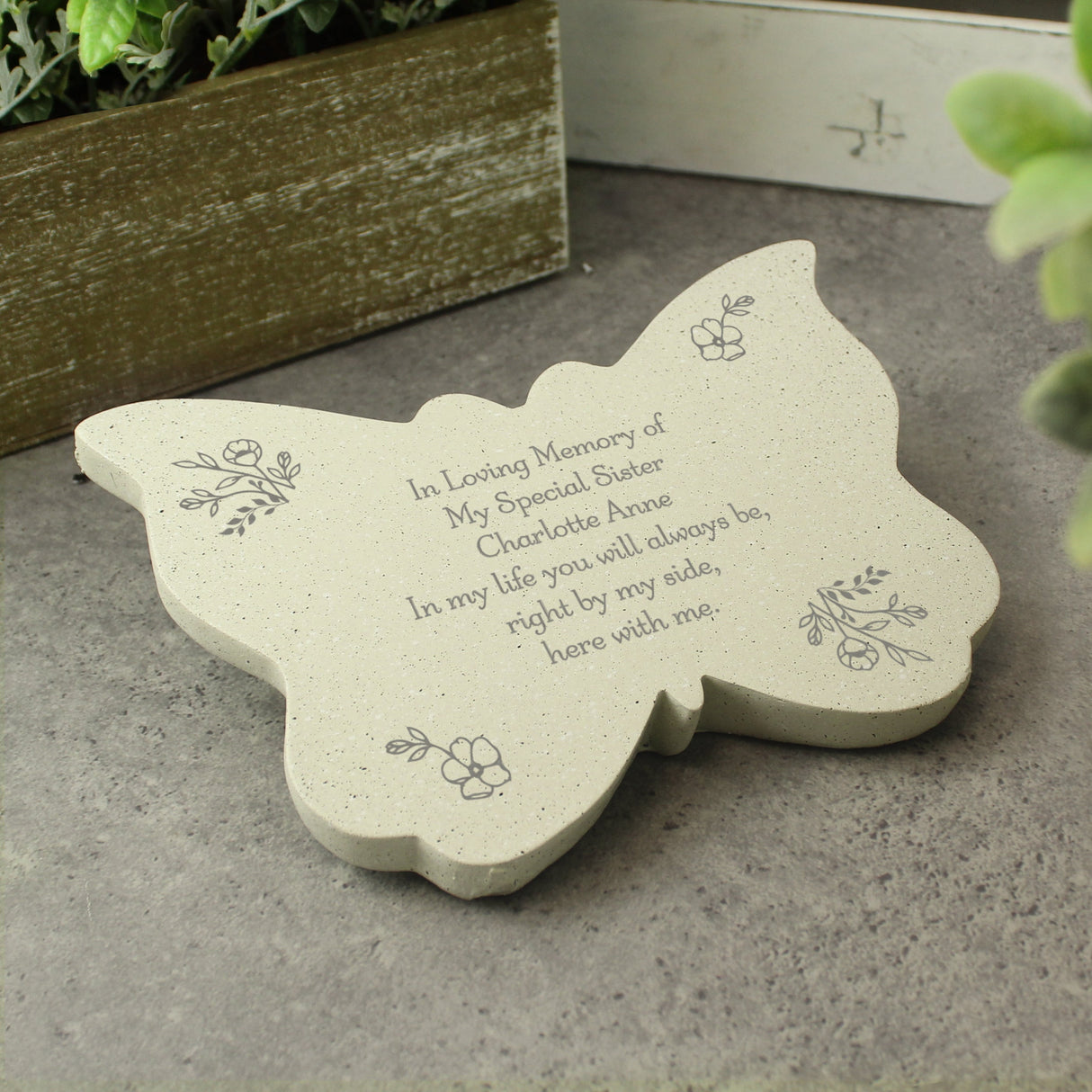 Personalised Floral Memorial Resin Butterfly: 9 - Memorials By Gift Moments