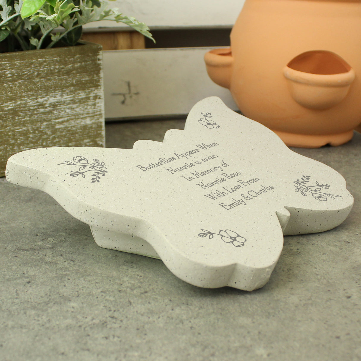 Personalised Floral Memorial Resin Butterfly: 7 - Memorials By Gift Moments