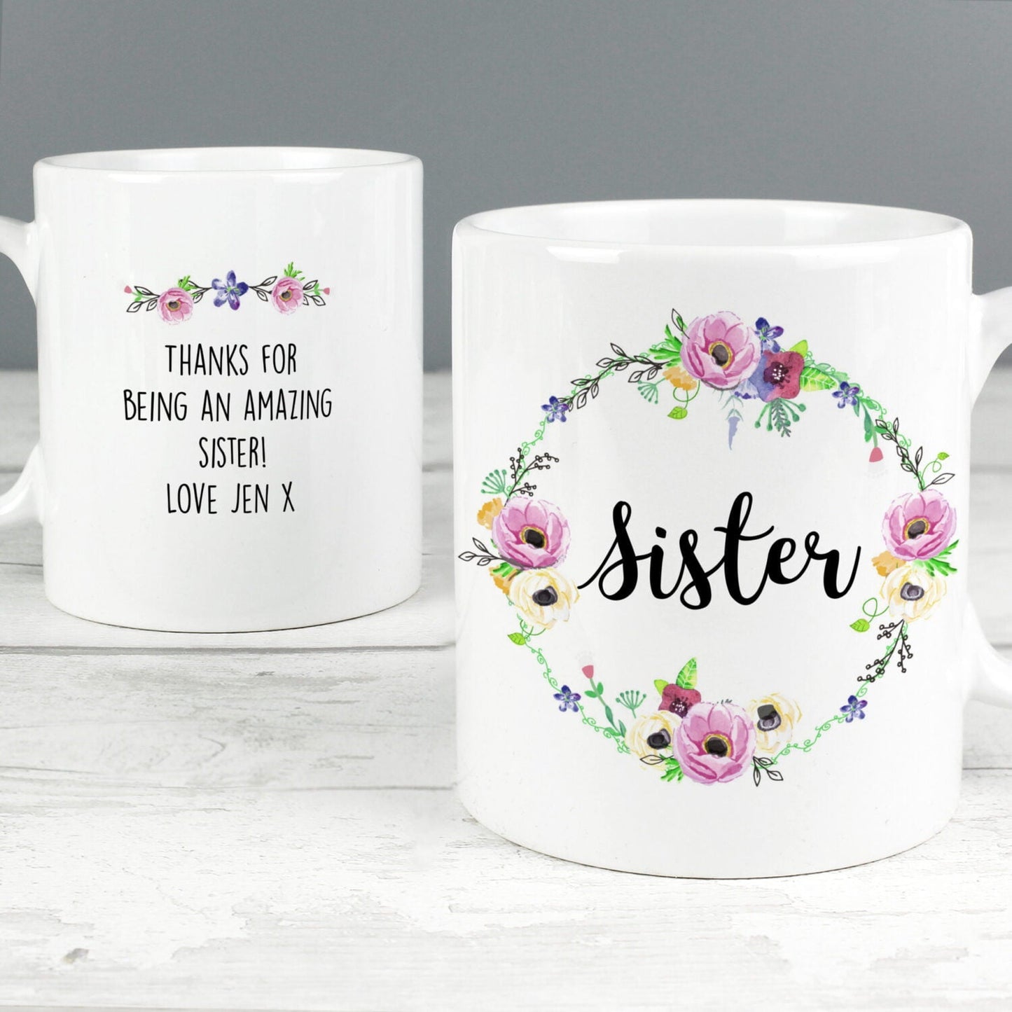 Personalised Floral Mug: 1 - Mugs By Gift Moments