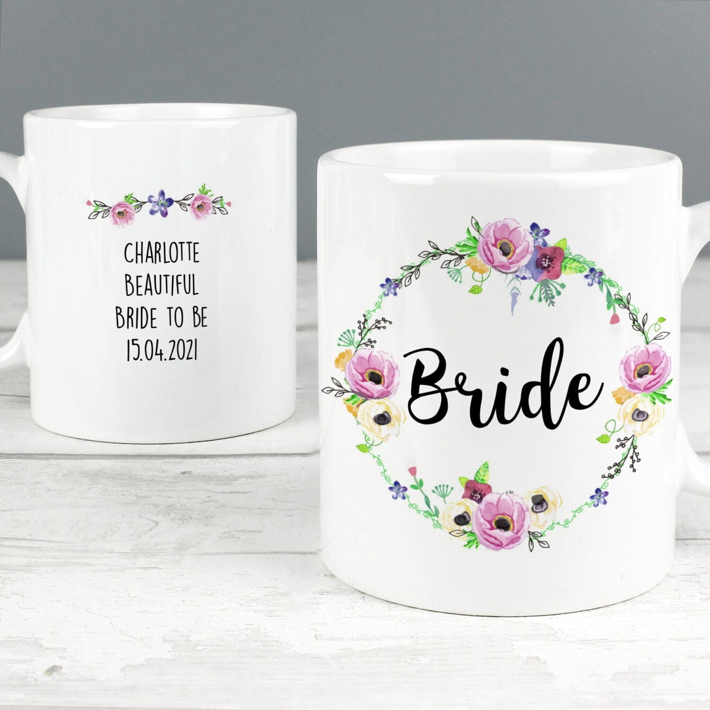 Personalised Floral Mug: 2 - Mugs By Gift Moments