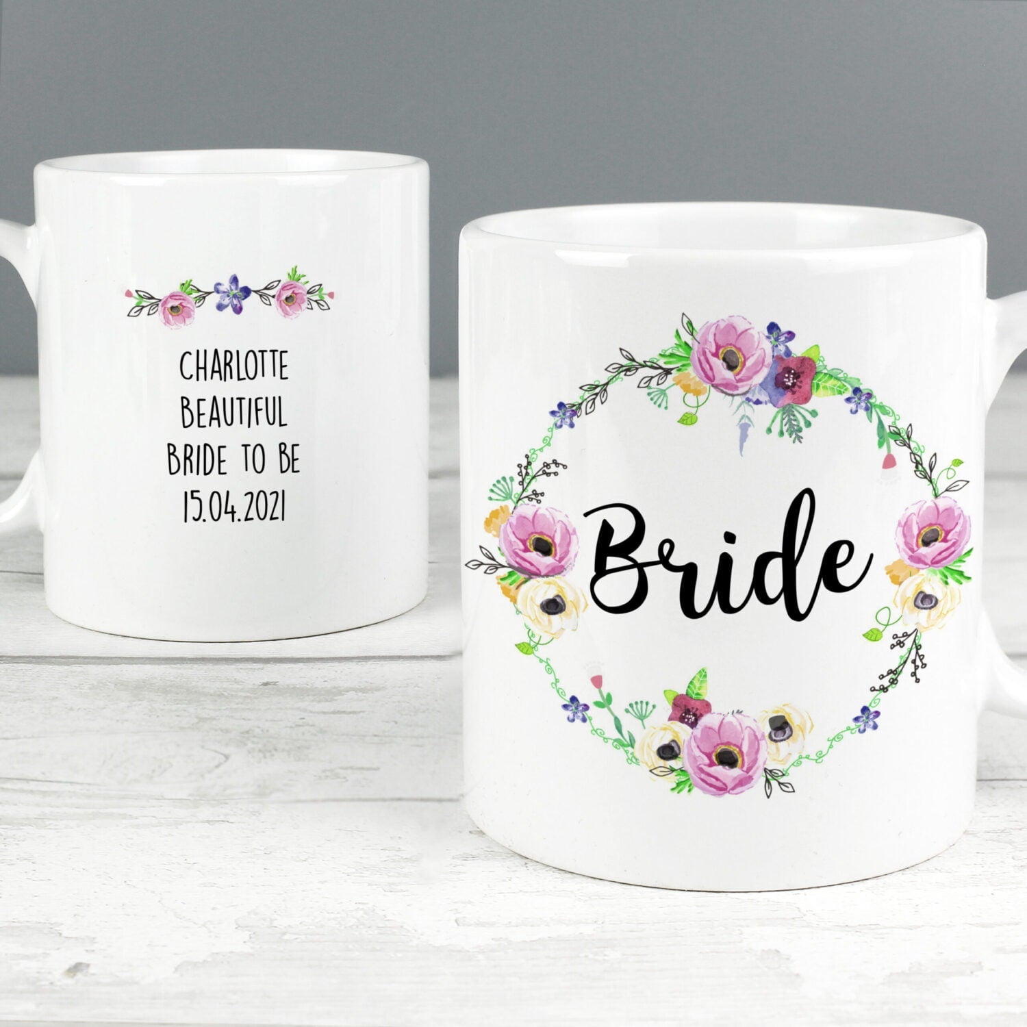 Personalised Floral Mug: 2 - Mugs By Gift Moments
