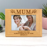 Personalised Floral Mum 6x4 Oak Finish Photo Frame: 3 - Photo Frames By Gift Moments