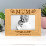 Personalised Floral Mum 6x4 Oak Finish Photo Frame: 1 - Photo Frames By Gift Moments