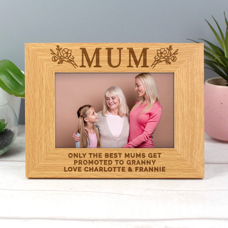 Personalised Floral Mum 6x4 Oak Finish Photo Frame: 7 - Photo Frames By Gift Moments