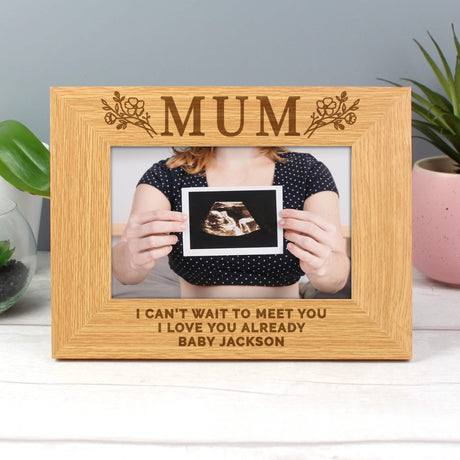 Personalised Floral Mum 6x4 Oak Finish Photo Frame: 4 - Photo Frames By Gift Moments