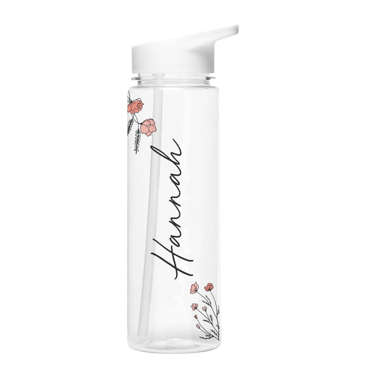 Personalised Floral Name Only Water Bottle: 2 - Water Bottles By Gift Moments