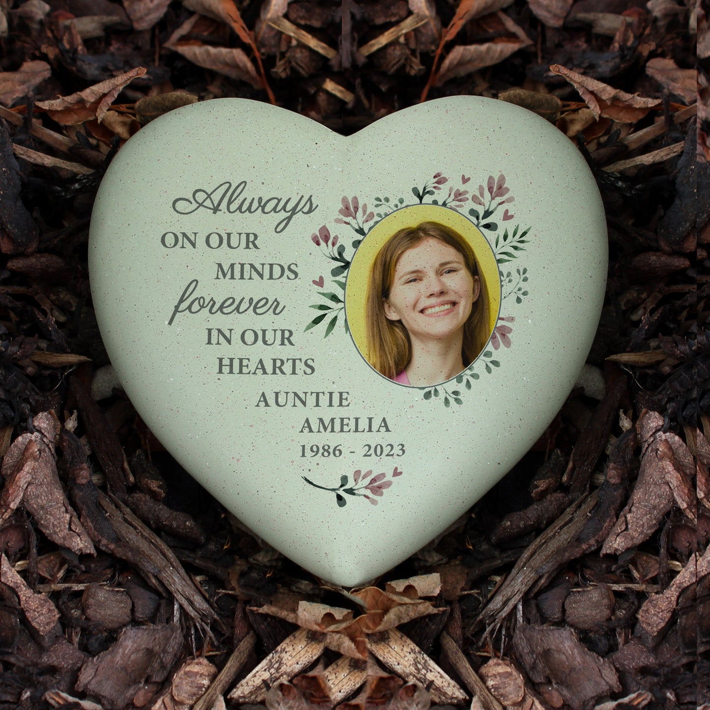 Personalised Floral Photo Upload Memorial Resin Heart: 4 - Memorials By Gift Moments