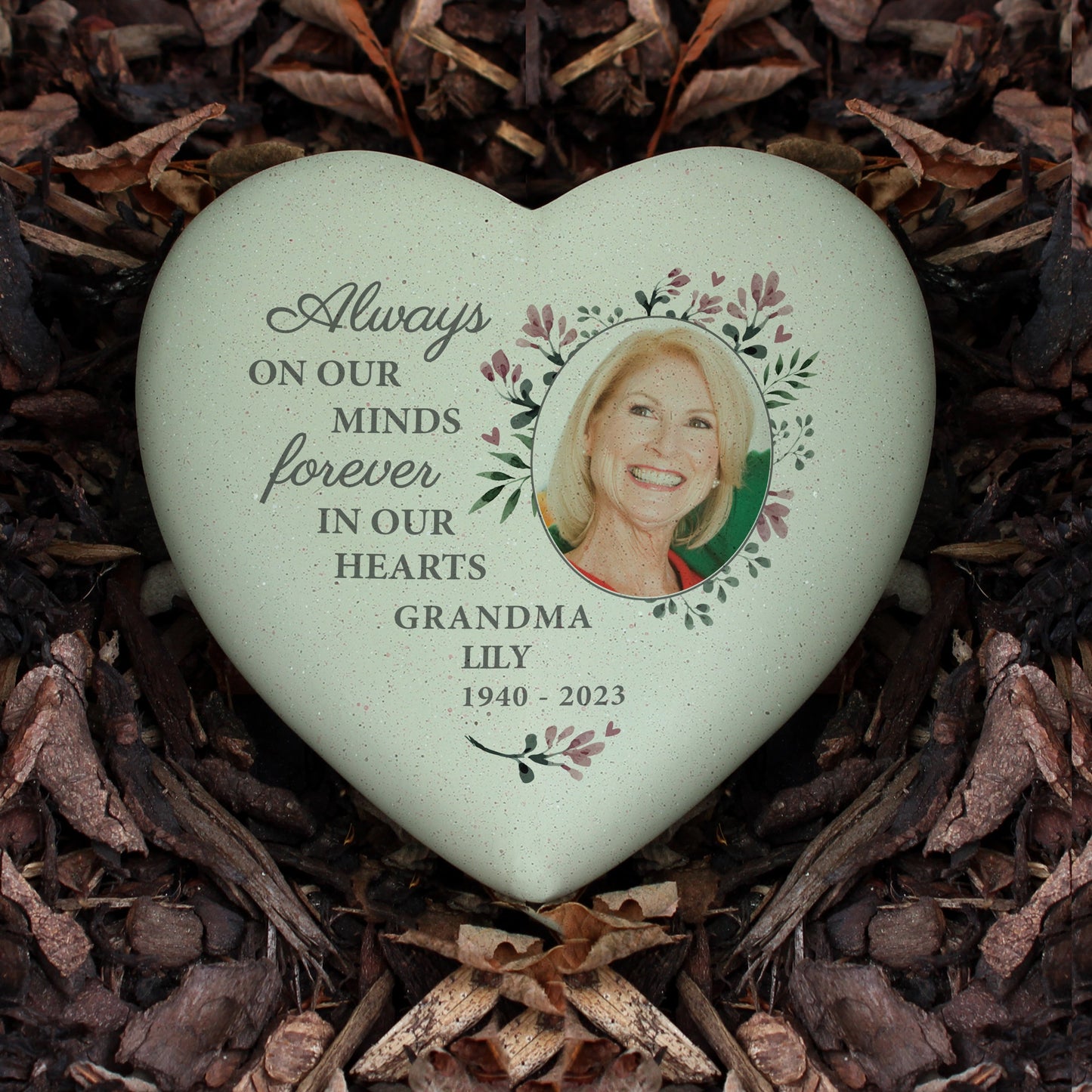 Personalised Floral Photo Upload Memorial Resin Heart: 3 - Memorials By Gift Moments