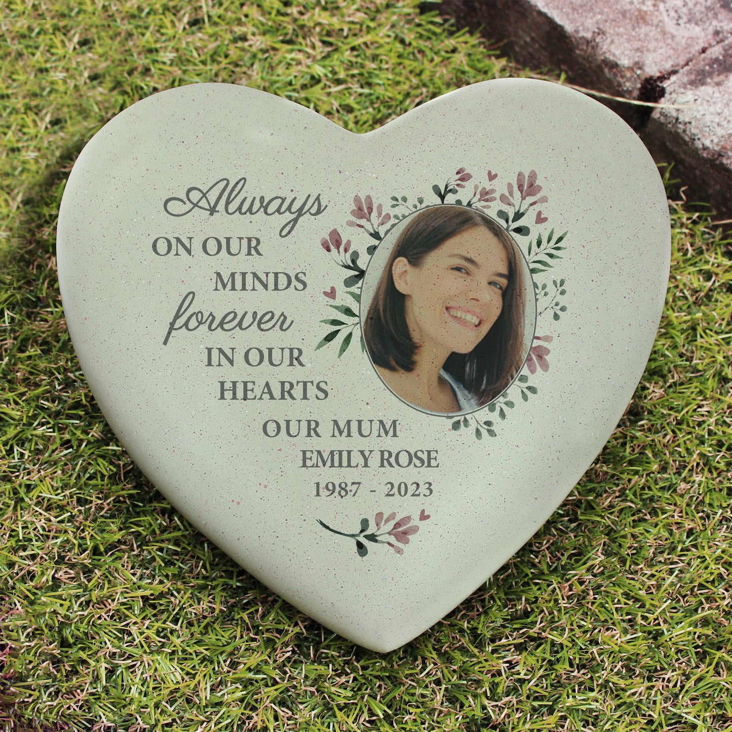 Personalised Floral Photo Upload Memorial Resin Heart: 2 - Memorials By Gift Moments