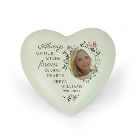 Personalised Floral Photo Upload Memorial Resin Heart: 5 - Memorials By Gift Moments