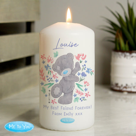 Personalised Me To You Floral Pillar Candle: 3 - Candles