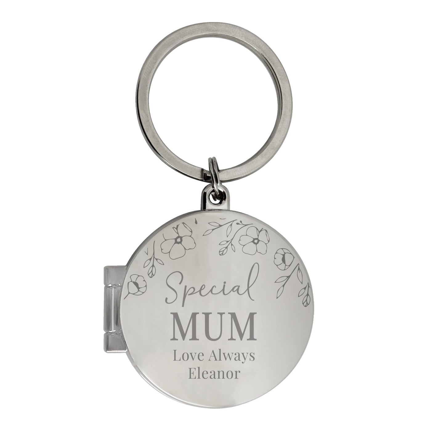 Personalised Floral Round Photo Frame Keyring: 5 - Keyrings By Gift Moments