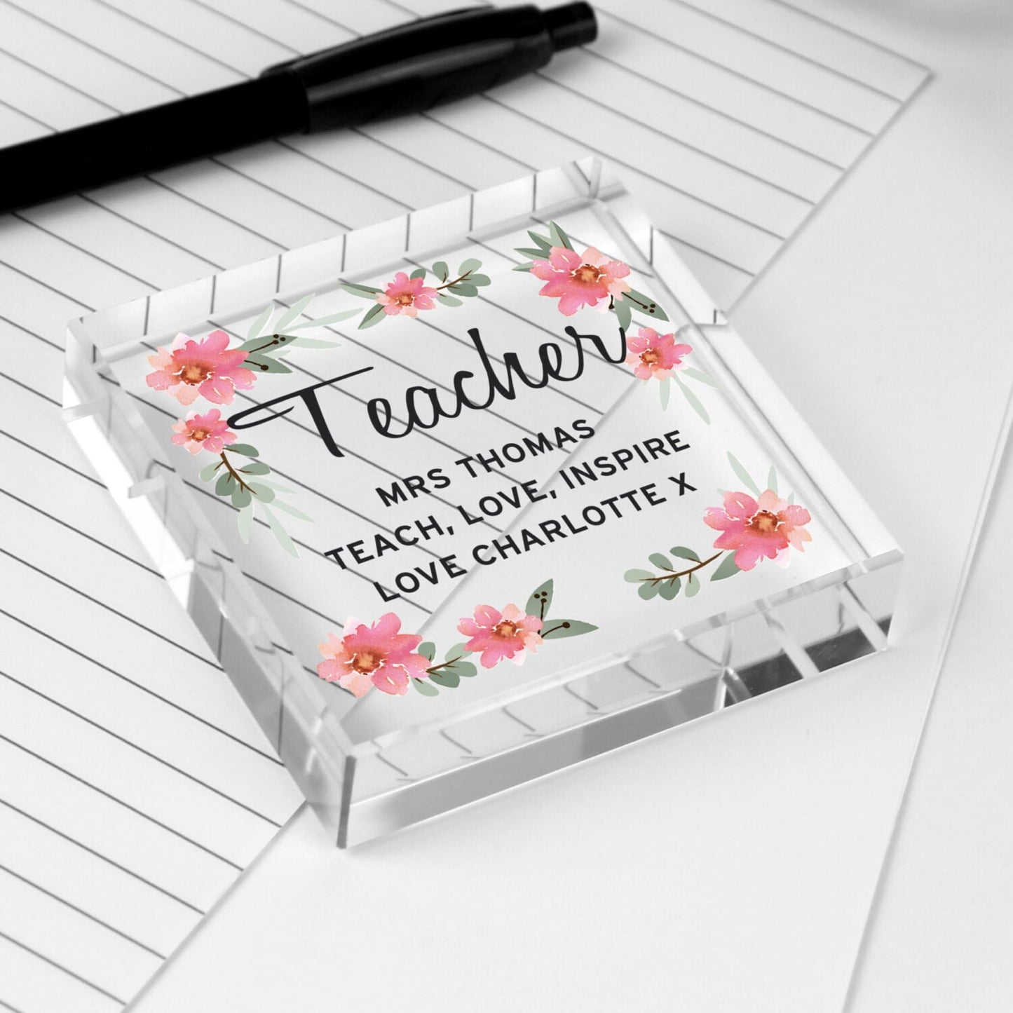 Personalised Floral Sentimental Crystal Token: 2 - Crystal Tokens By Gift Moments