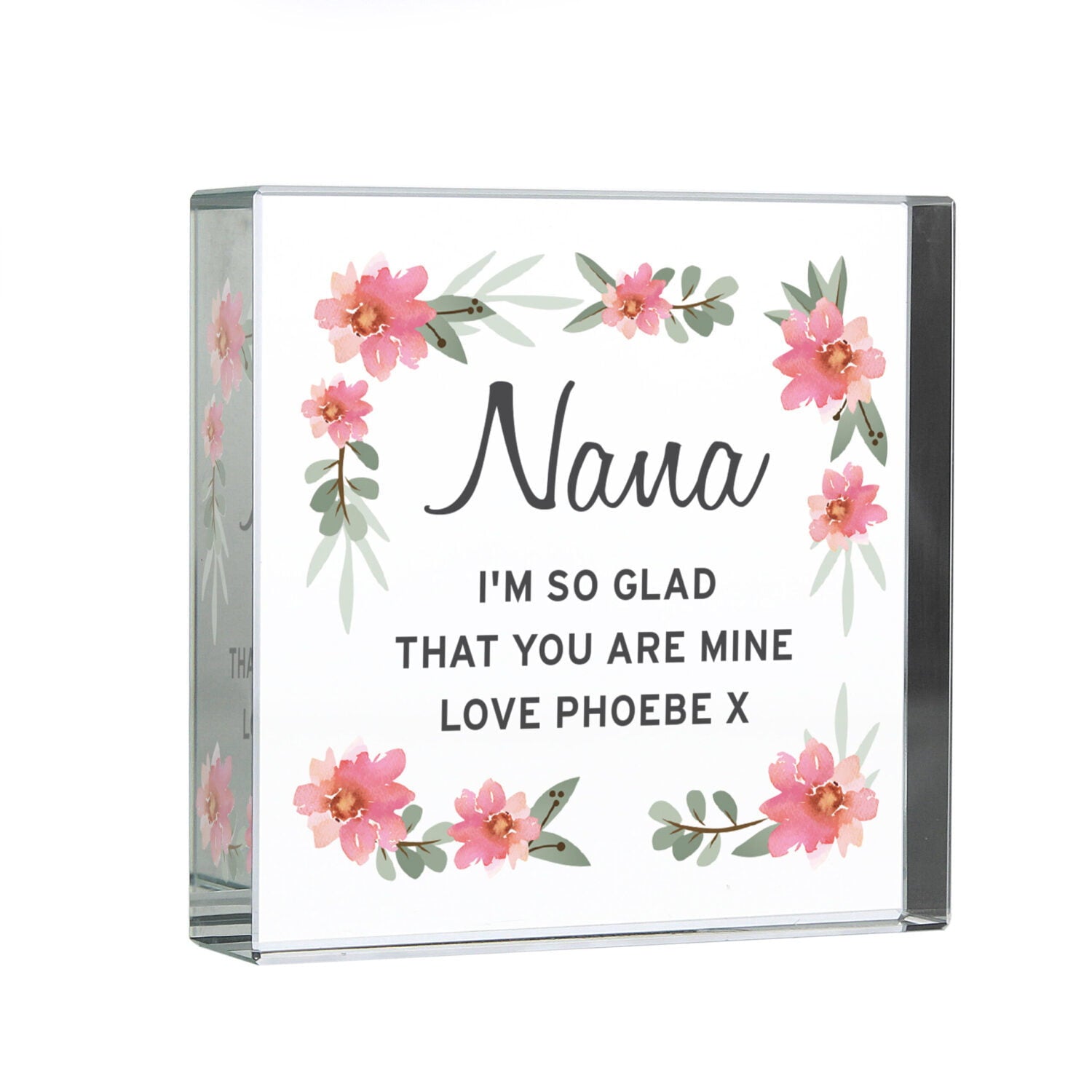 Personalised Floral Sentimental Crystal Token: 5 - Crystal Tokens By Gift Moments