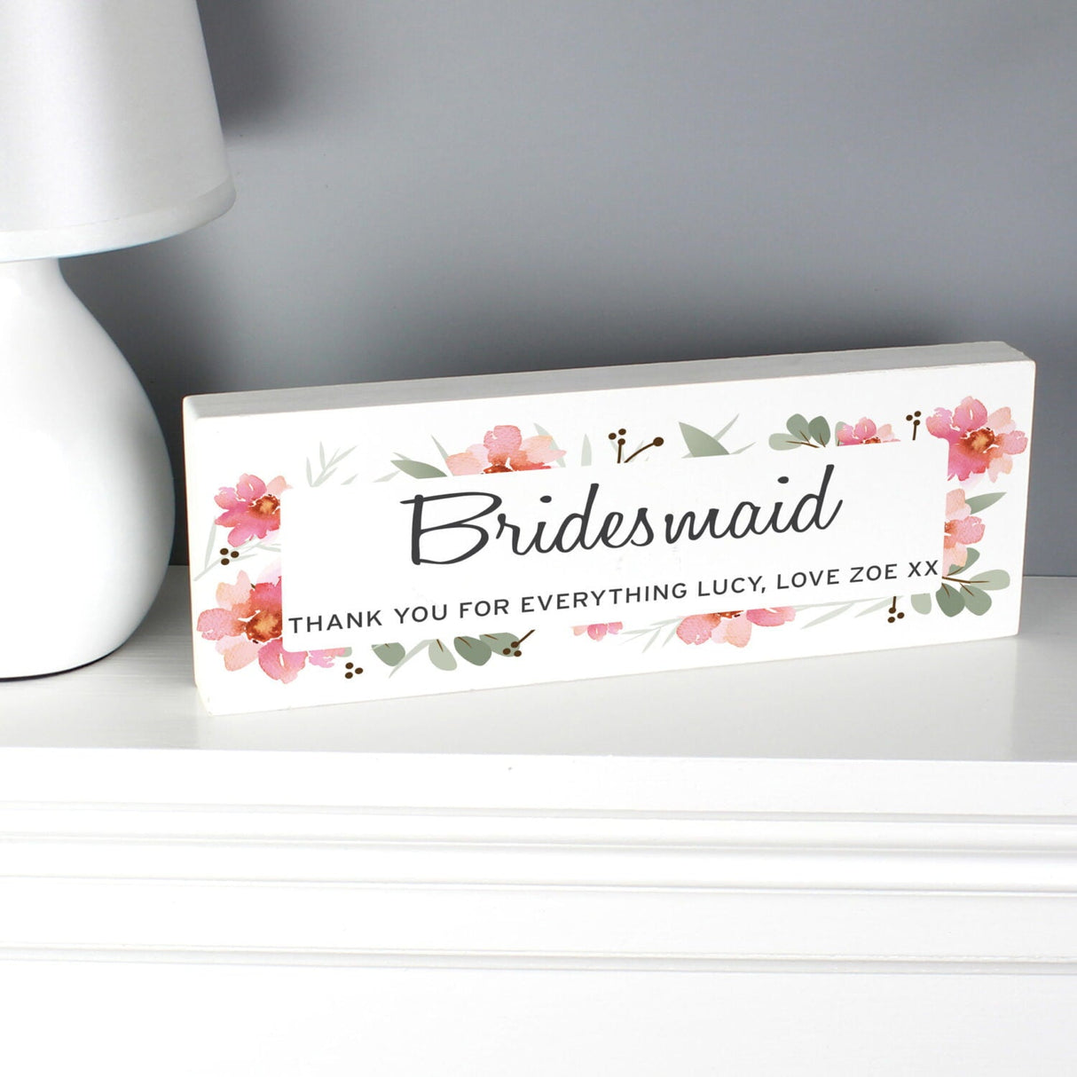 Personalised Floral Sentimental Wooden Block Sign: 1 - Signs & Plaques By Gift Moments