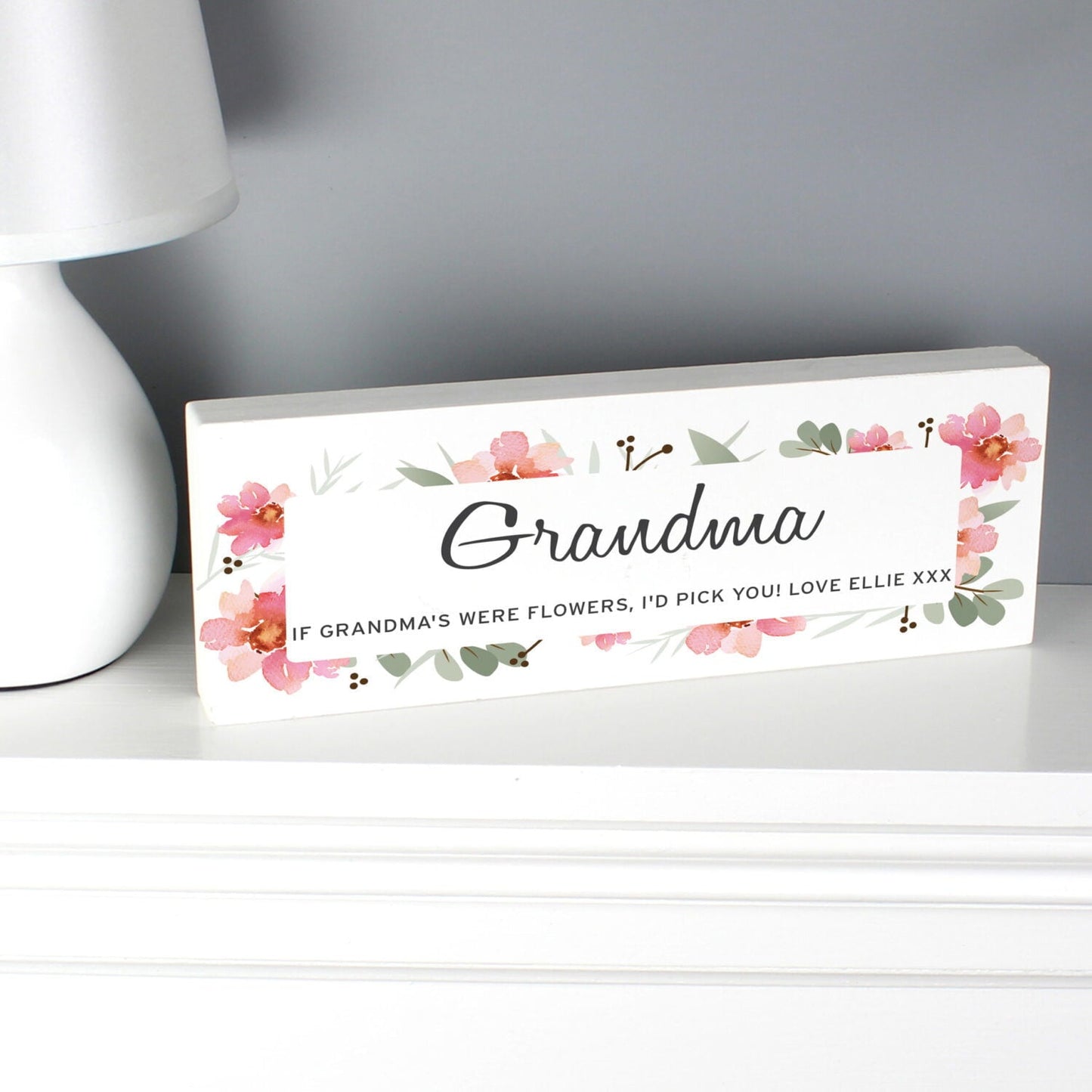Personalised Floral Sentimental Wooden Block Sign: 2 - Signs & Plaques By Gift Moments