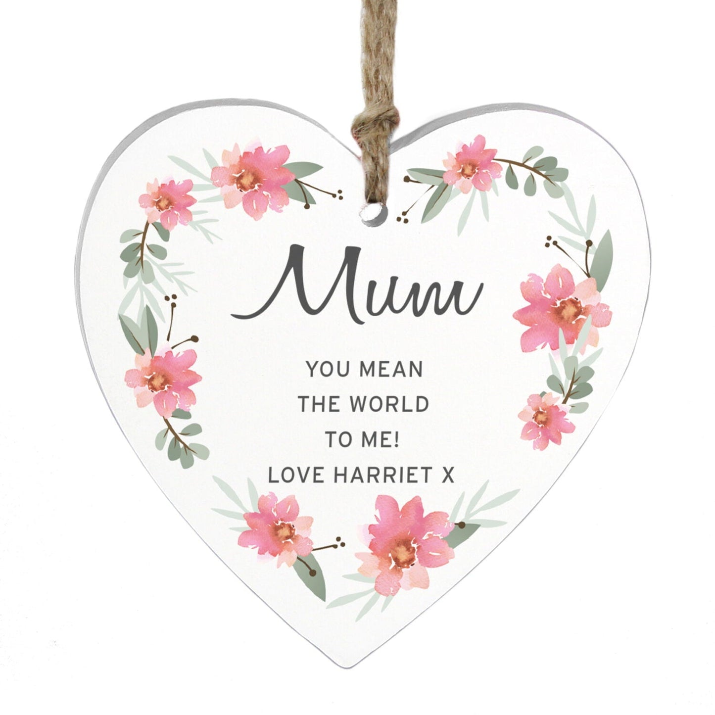 Personalised Floral Sentimental Wooden Heart Decoration: 5 - Decorations By Gift Moments