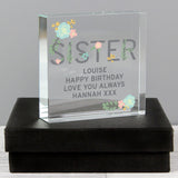 Personalised Floral Sister Crystal Token: 1 - Crystal Tokens By Gift Moments