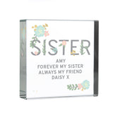 Personalised Floral Sister Crystal Token: 5 - Crystal Tokens By Gift Moments