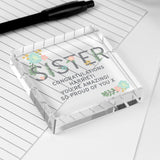 Personalised Floral Sister Crystal Token: 2 - Crystal Tokens By Gift Moments