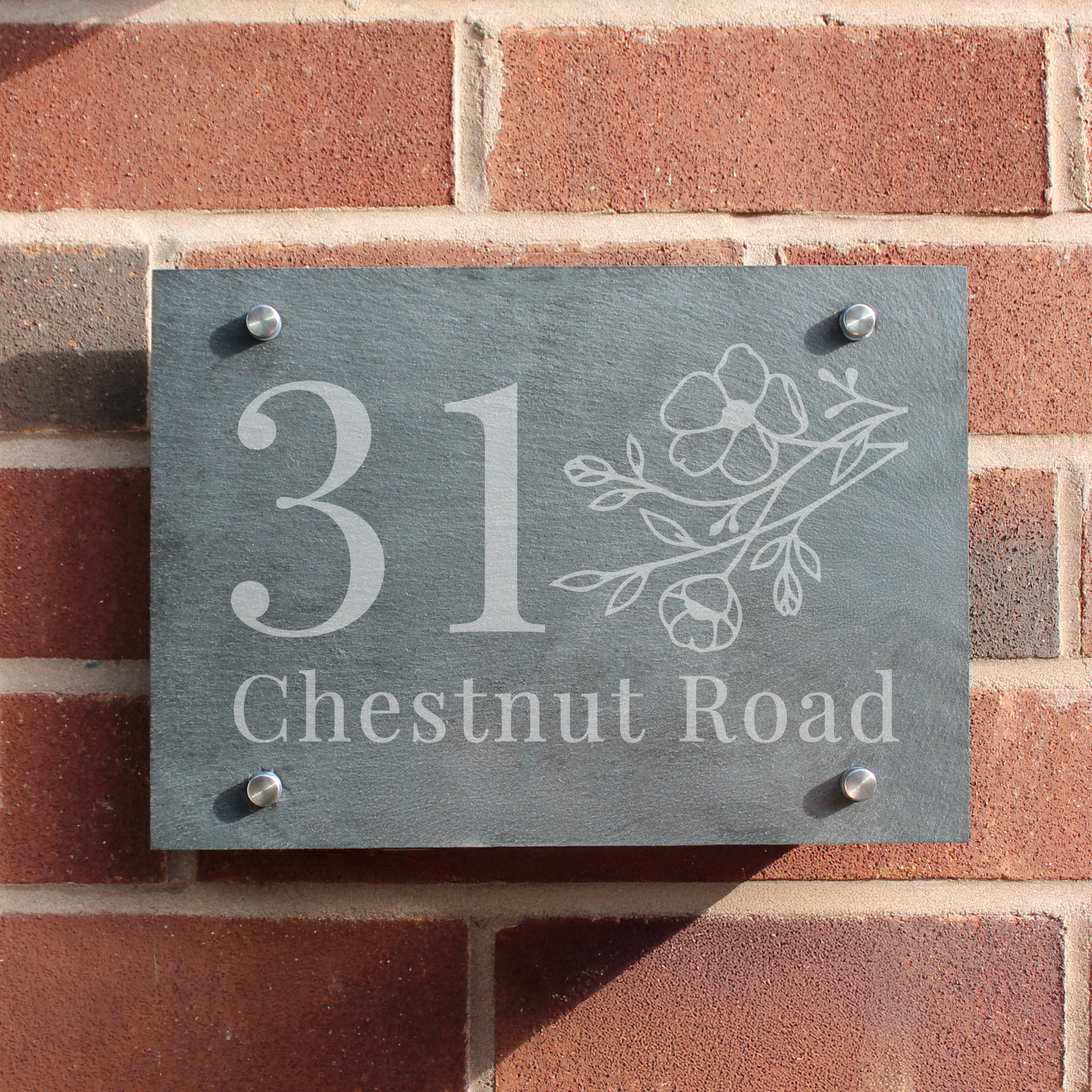 Personalised Floral Slate House Sign - Shop Signs & Plaques At Gift Moments - 1