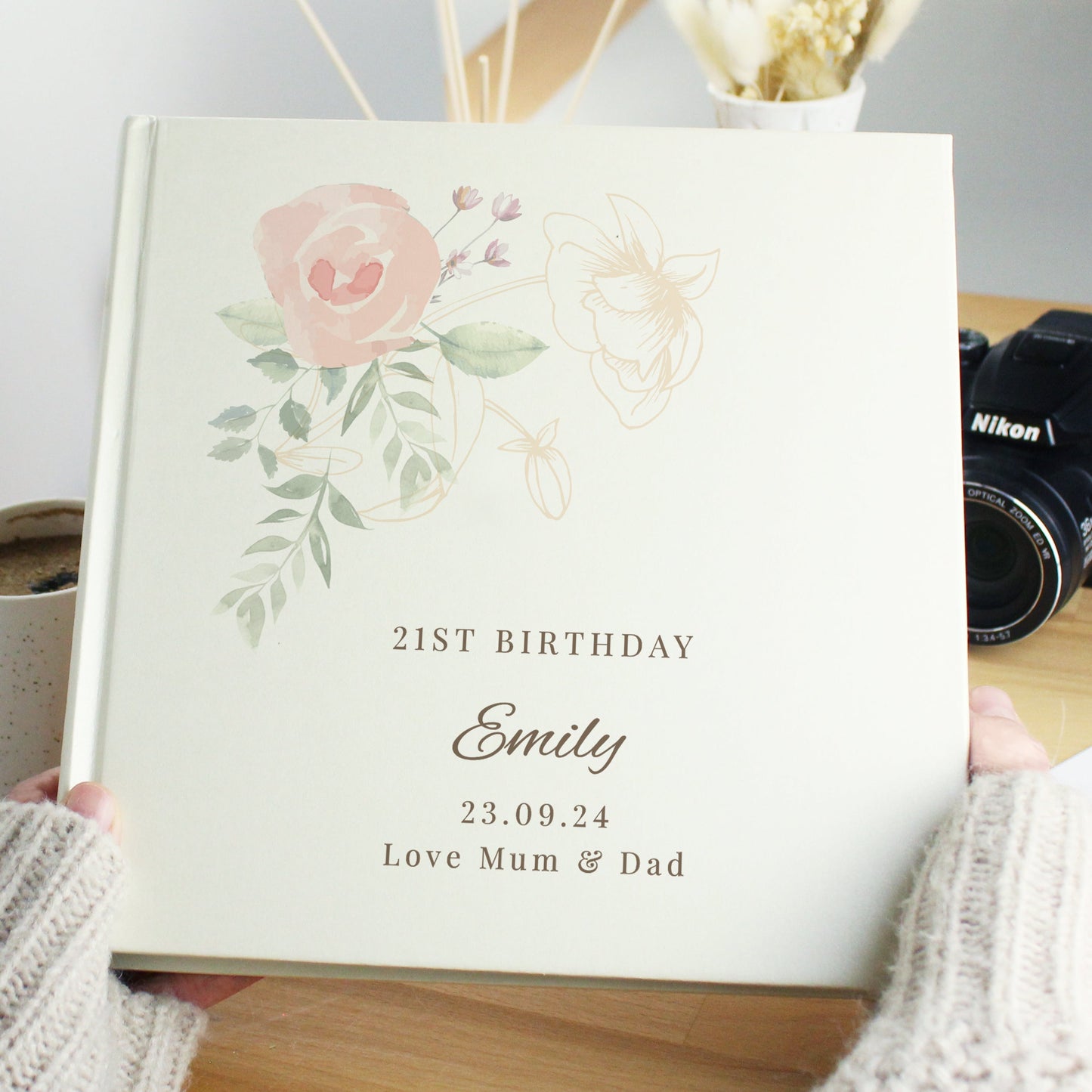 Personalised Floral Square Photo Album: 4 - Photo Albums By Gift Moments