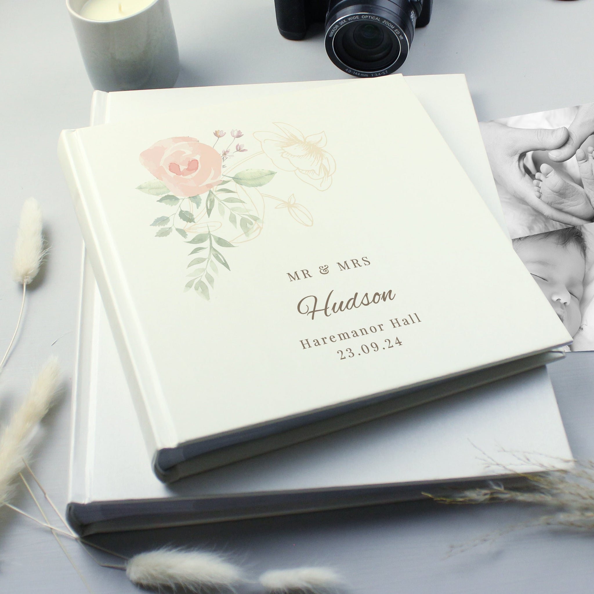 Personalised Floral Square Photo Album: 6 - Photo Albums By Gift Moments