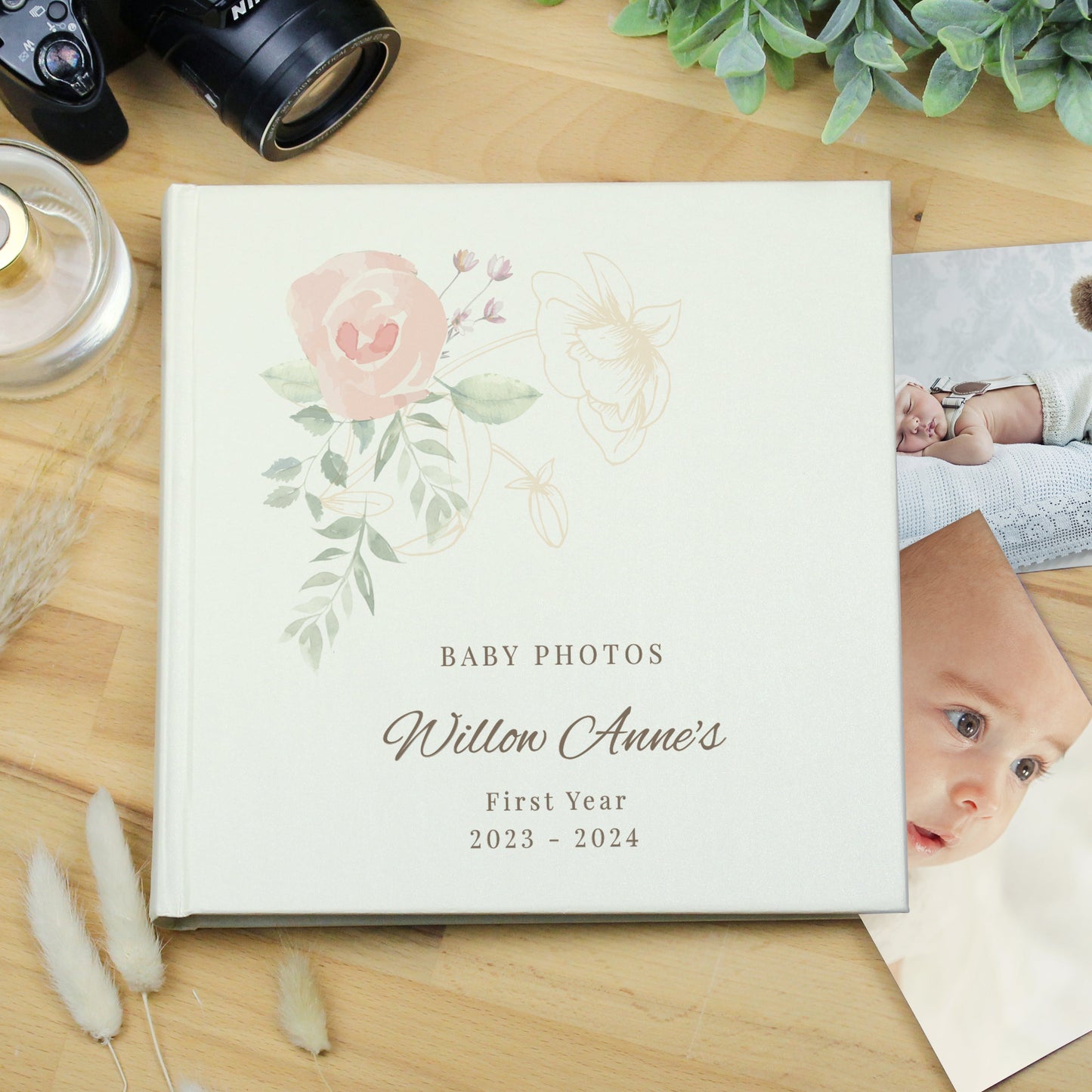 Personalised Floral Square Photo Album: 1 - Photo Albums By Gift Moments