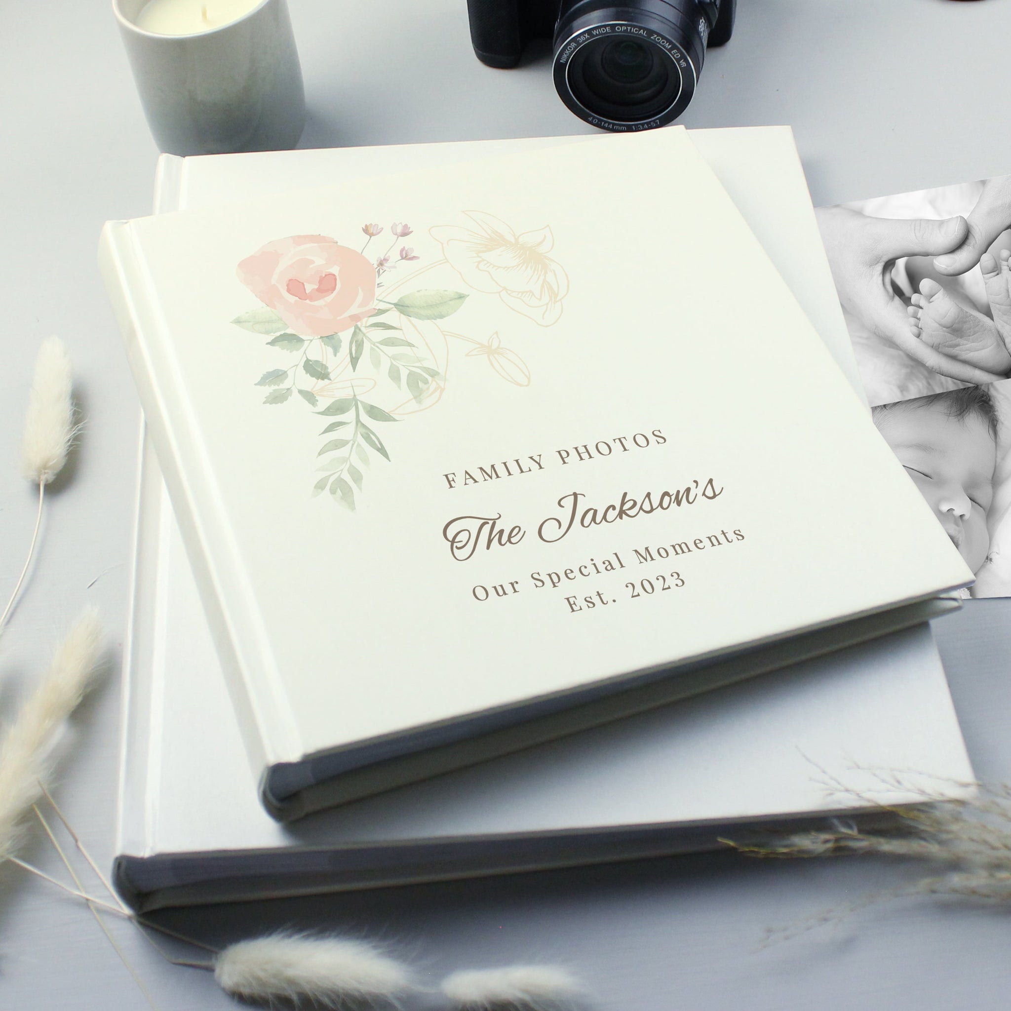 Personalised Floral Square Photo Album: 2 - Photo Albums By Gift Moments