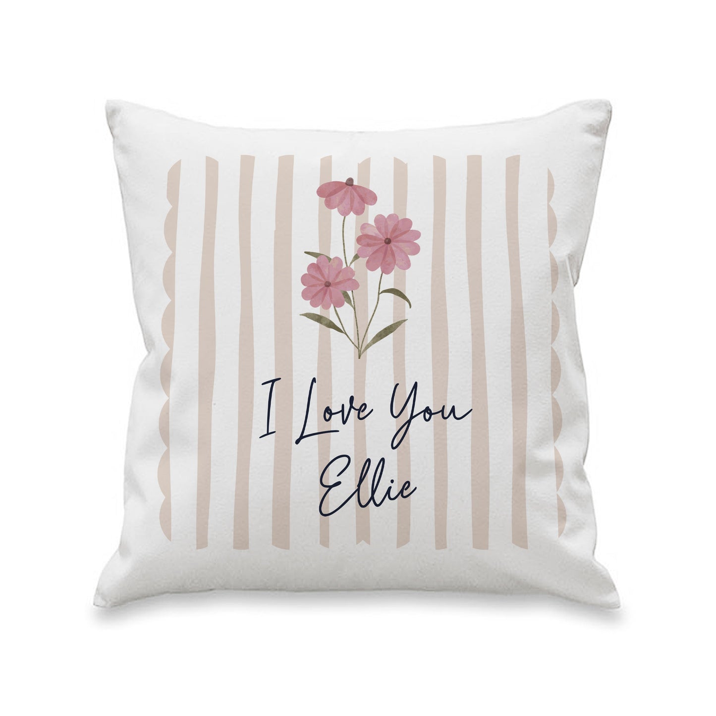 Personalised Floral Stripe Cushion: 4 - Cushions By Gift Moments