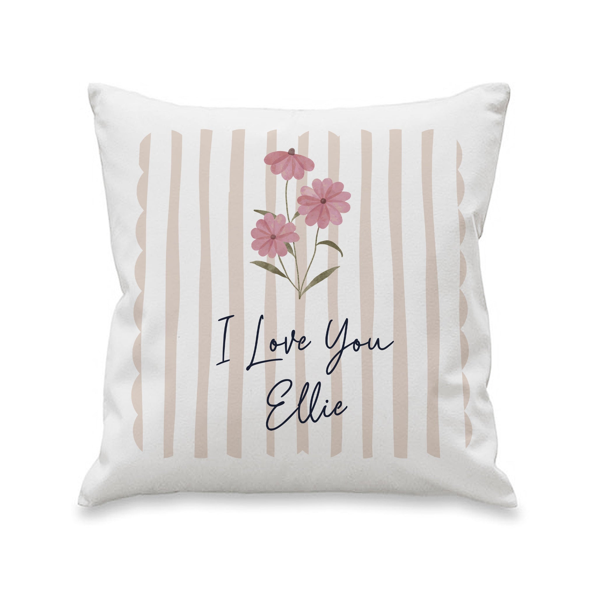 Personalised Floral Stripe Cushion: 4 - Cushions By Gift Moments